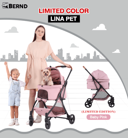  รถเข็นสัตว์เลี้ยง พับอัตโนมัติ BERND Lina Pet Auto Fold - Baby Pink (Limited)_1